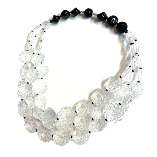 Handmade Italian resin and vintage components in a multi strand statement necklace